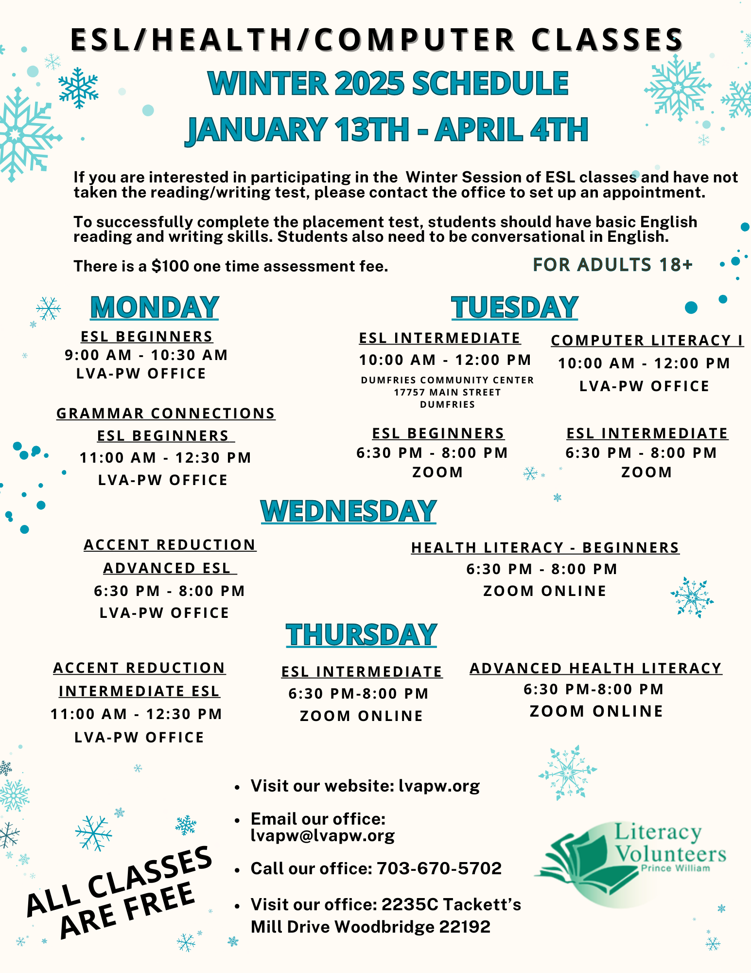 Winter 2025 ESL Class Schedule (1)