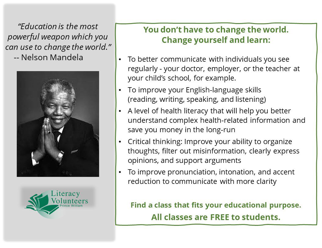 Inspirational quote by Nelson Mandela about education's power to change the world.