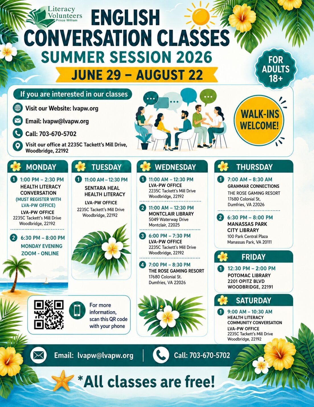 Summer 2026 English Conversation Flyer